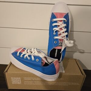 Blue and Pink Converse Sneakers
